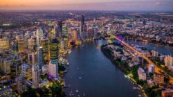 Brisbane and the Brisbane River, Queensland, Australia.