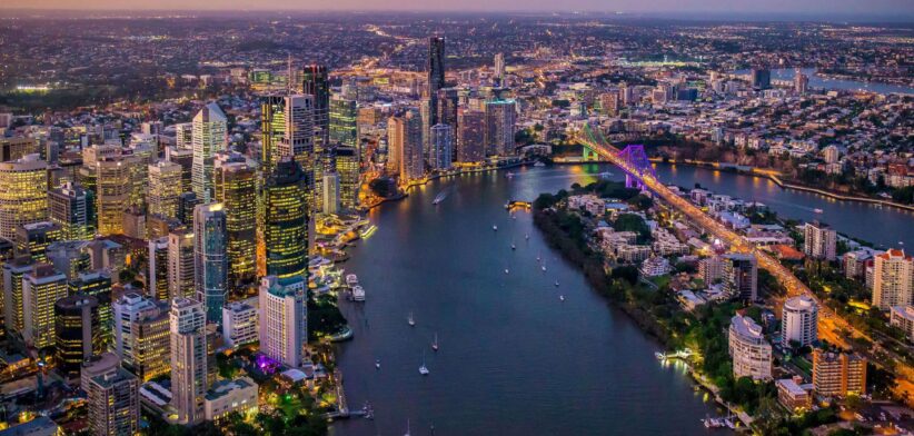 Brisbane and the Brisbane River, Queensland, Australia.