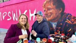 Ipswich Mayor Teresa Harding and Artist Duncan Mattocks.