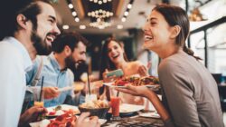 Young people dining out. | Newsreel