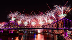 Fireworks display on the occasion of River Fire 2023 – as seen from Wilson Outlook Reserve