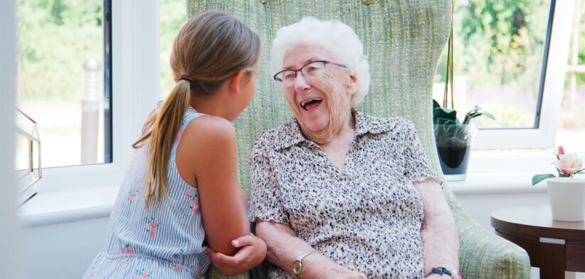 Elderly woman and child