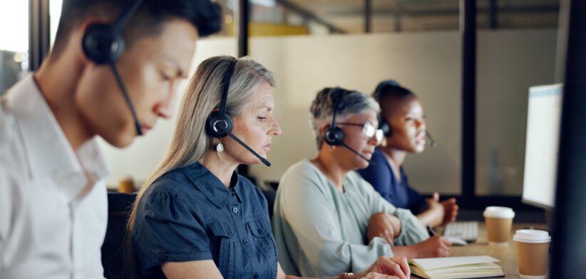 Staff in call centre. | Newsreel