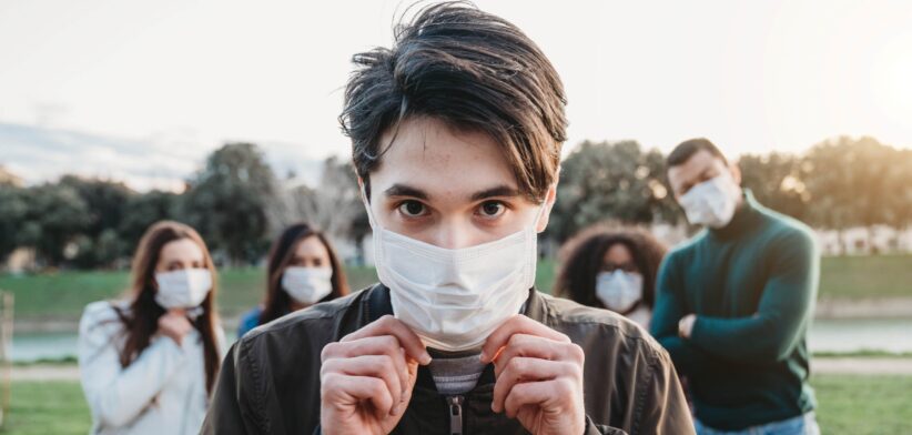 Man wearing mask. | Newsreel