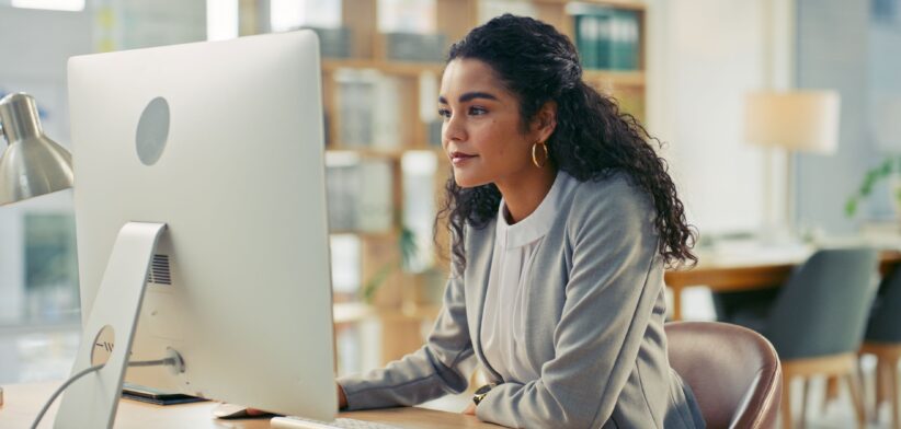 Young worker on computer. \ Newsreel