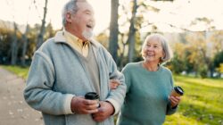 Old couple on a walk. | Newsreel
