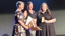 Hayley Jacka and her team accept the ACT Education and Care Award. | Newsreel