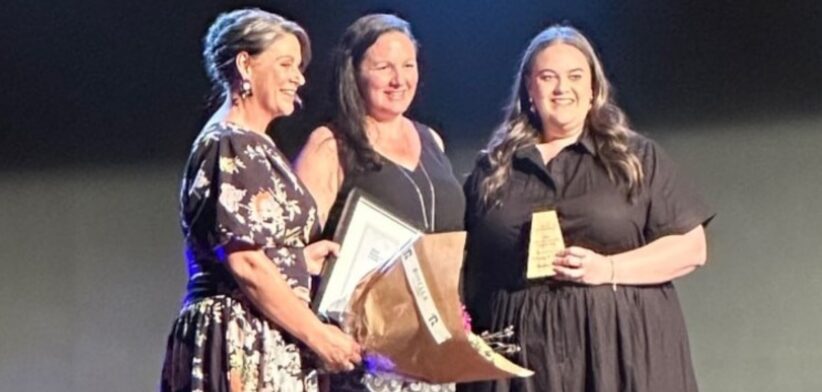 Hayley Jacka and her team accept the ACT Education and Care Award. | Newsreel