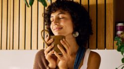 Woman with cup of coffee. | Newsreel