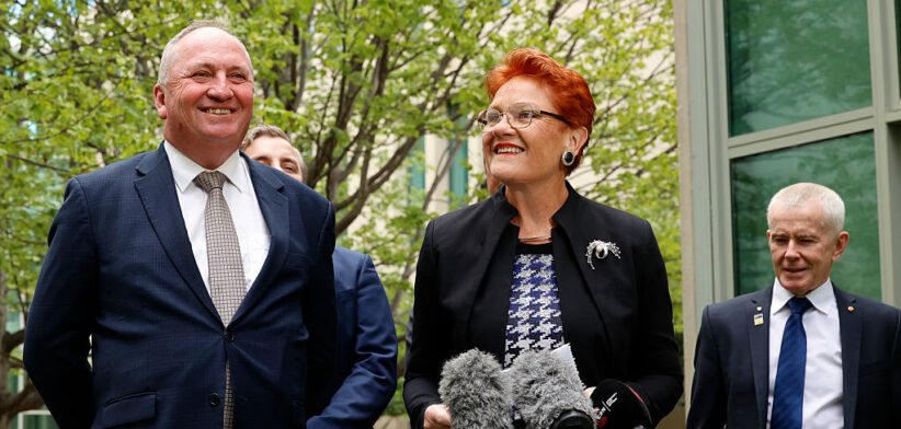 Pauline and Hanson and Barnaby Joyce from One Nation - Newsreel