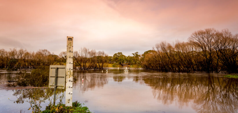 Road cut by flood waters of the Wollondilly River