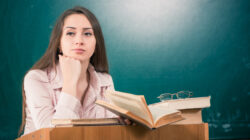 pensive female teacher