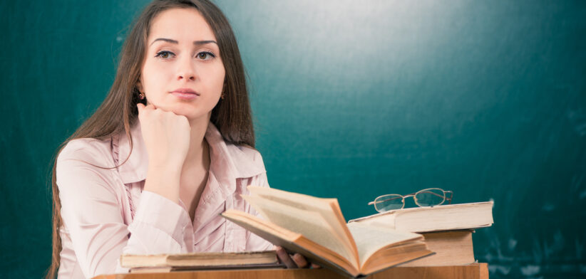 pensive female teacher