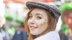 Beautiful Irish girl on St. Patricks Day, Dublin, Ireland.