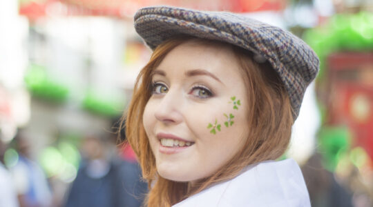 Beautiful Irish girl on St. Patricks Day, Dublin, Ireland.