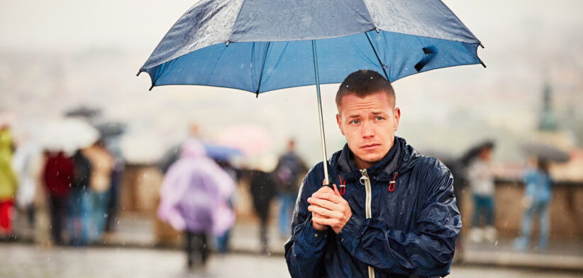Man in rain
