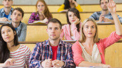 Concentrating students at the lecture hall