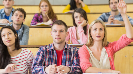 Concentrating students at the lecture hall