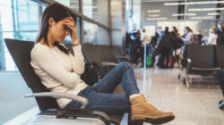 Exhausted passenger at the airport