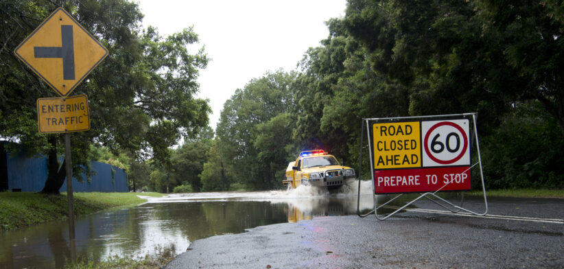 Queensland Flooded Road Cyclone Marcia