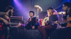 Best friends playing music