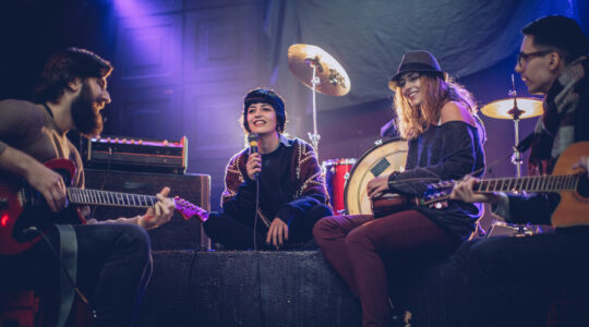 Best friends playing music