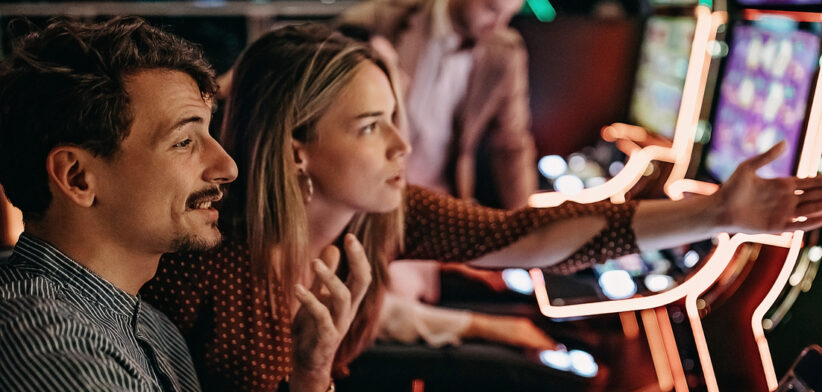 Friends gambling in casino