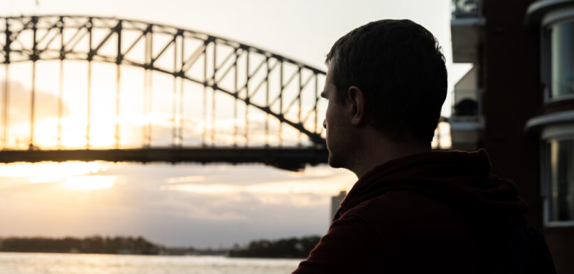 Man Looking at Sydney Harbour