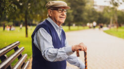 Senior man in park in autumn