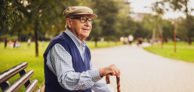 Senior man in park in autumn