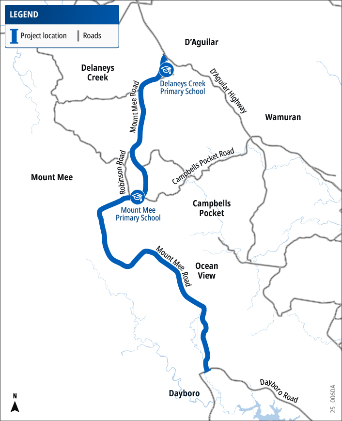 brisbane-woodford-road-mount-mee-road-dayboro-to-daguilar-project-map