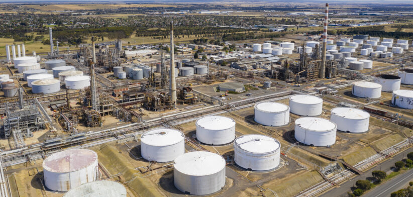 Aerial photo of an oil refinery