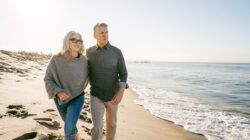 Active seniors on the beach