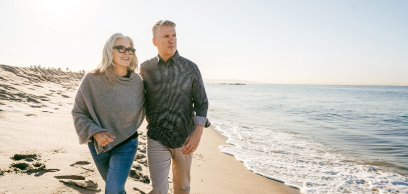 Active seniors on the beach