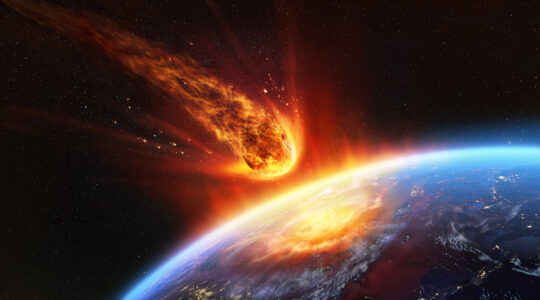 Meteor Impact On Earth – Fired Asteroid In Collision With Planet – Contain 3d Rendering – elements of this image furnished by NASA