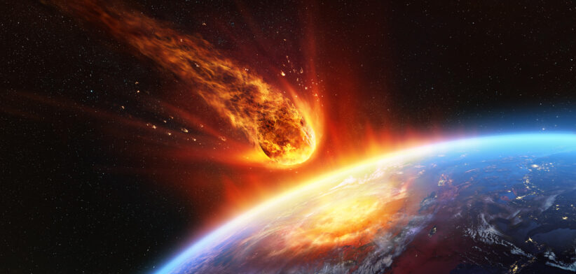 Meteor Impact On Earth – Fired Asteroid In Collision With Planet – Contain 3d Rendering – elements of this image furnished by NASA