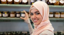 Portrait of a beautiful Muslim woman grocery shopping