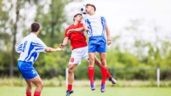 Soccer players heading the ball. | Newsreel