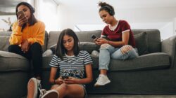 Teens on devices. Newsreel