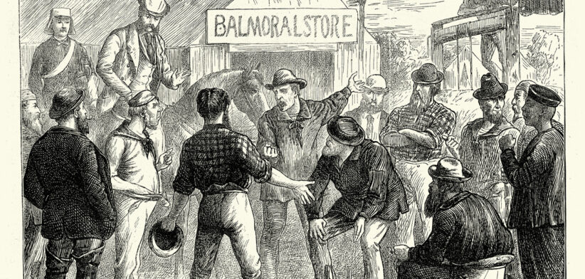 Miners disputing a claim during the Australian Gold Rush, Victorian 1870s, History of Australia