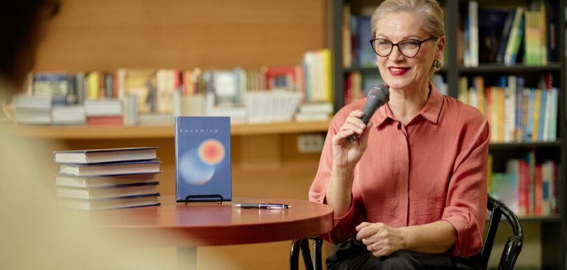 Author at book signing.