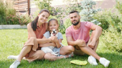 Family Of Three With Dog