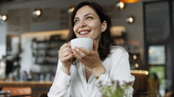 Drinking coffee
