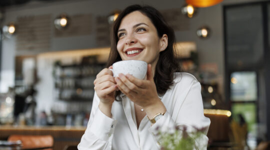 Drinking coffee