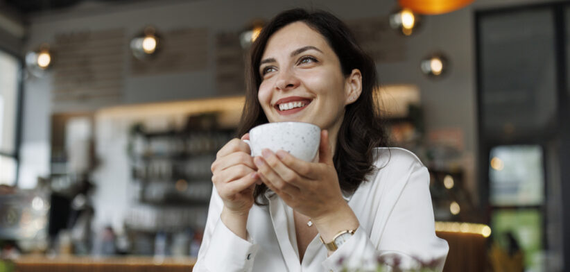 Drinking coffee