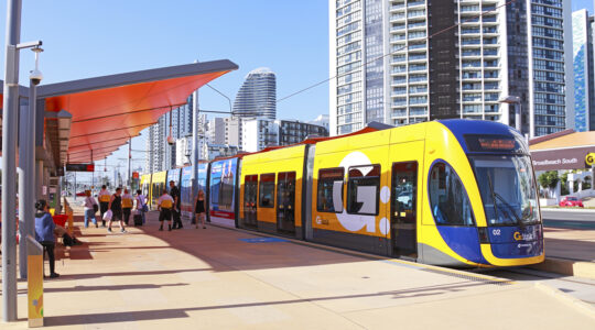 Gold Coast Light Rail (G:Link) service at terminus