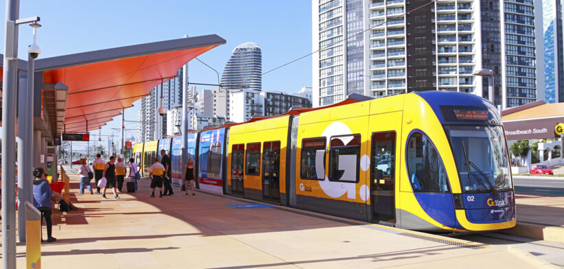 Gold Coast Light Rail (G:Link) service at terminus