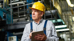 Senior Factory Worker Using Tablet