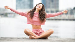 Woman in Sport Outfit enjoying life, Outdoor Meditation, Lifestyle