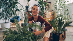 Woman with plants